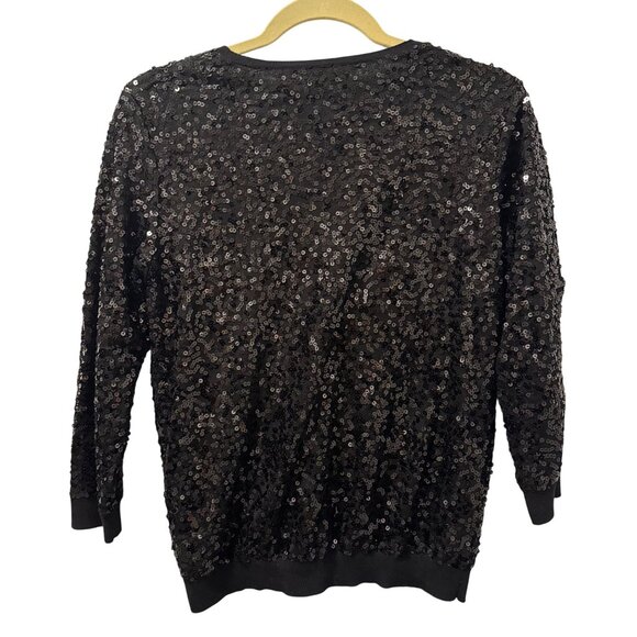 Lauren Conrad Womens Sequin Cardigan Sweater Sz Medium Black - Picture 11 of 12
